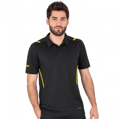 JAKO Sport Polo Challenge (Polyester Stretch Jersey) black mottled/yellow Men