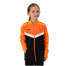 JAKO Polyester Jacket Iconic (100% recycled Polyester) black/neon orange Kids