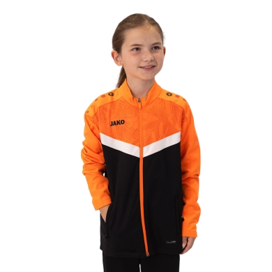 JAKO Polyester Jacket Iconic (100% recycled Polyester) black/neon orange Kids