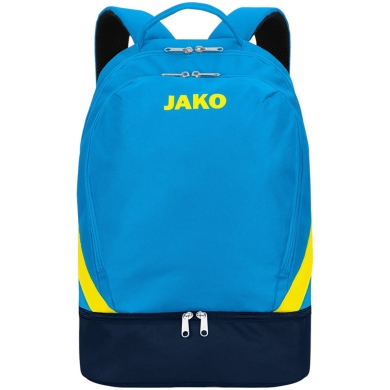 JAKO Iconic Backpack with Base Compartment Blue/Navy Yellow - 28x21x46cm