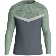 JAKO Sport Long Sleeve Sweatshirt Iconic (Polyester Stretch Fleece) Charcoal Grey/Mint Green Kids