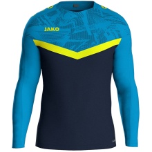 JAKO Sport Long Sleeve Sweatshirt Iconic (Polyester Stretch Fleece) navy blue/light blue/yellow Kids