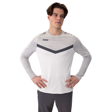 JAKO Sport Long Sleeve Sweatshirt Iconic (Polyester Stretch Fleece) white/grey/charcoal grey Men's