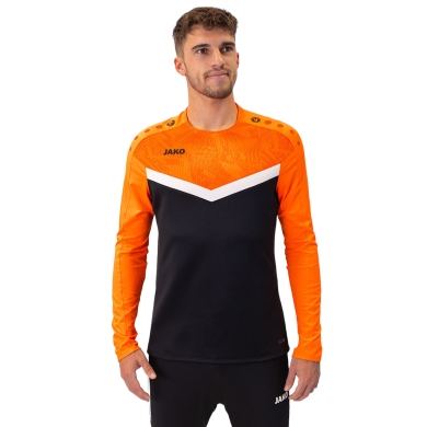 JAKO Sport Long Sleeve Sweatshirt Iconic (Polyester Stretch Fleece) black/neon orange Men's