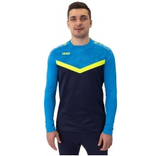 JAKO Sport Long Sleeve Sweatshirt Iconic (Polyester Stretch Fleece) navy blue/light blue/yellow Men's