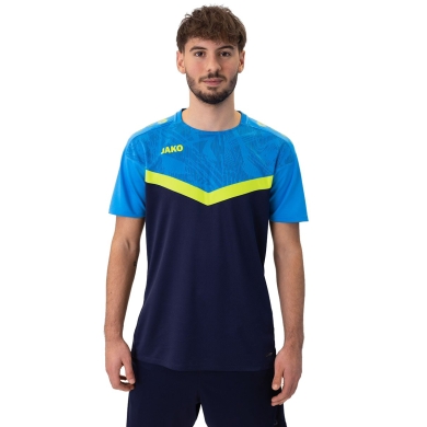 JAKO Sport T-shirt Iconic (Polyester Micro Mesh) navy blue/light blue/yellow Men's