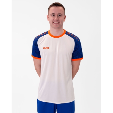 JAKO Sports T-shirt Jersey Iconic (Polyester Interlock) white/royal blue/orange men's