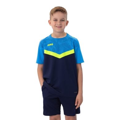 JAKO Sport T-shirt Iconic (Polyester Micro Mesh) navy blue/light blue/yellow Kids