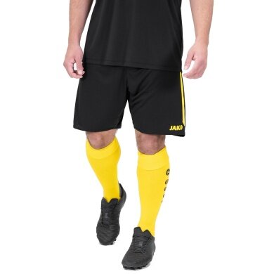 JAKO Sports Pants Power (Polyester Interlock, elastic, quick-drying) short black/yellow Men