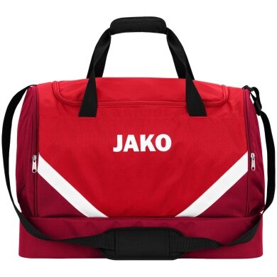 JAKO Sports Bag Iconic with Base Compartment (Size M - 60 Litres) Red/Wine Red - 55x27x41cm