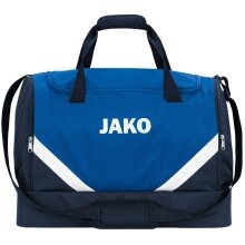 JAKO Sports Bag Iconic with Bottom Compartment (Size L - 85 Litres) Royal Blue/Navy Blue - 65x30x44cm