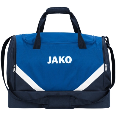 JAKO Sports Bag Iconic with Bottom Compartment (Size L - 85 Litres) Royal Blue/Navy Blue - 65x30x44cm