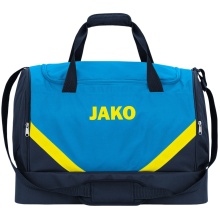 JAKO Sports Bag Iconic with Bottom Compartment (Size L - 85 Litres) Blue/Navy Yellow - 65x30x44cm