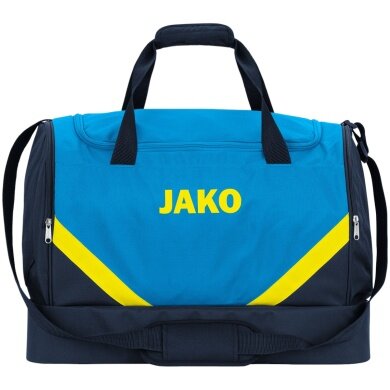 JAKO Sports Bag Iconic with Bottom Compartment (Size M - 60 Litres) Blue/Navy Yellow - 55x27x41cm