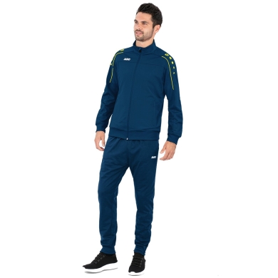 JAKO Polyester Classico Training Suit (Jacket and Trousers, 100% Polyester) Dark Blue/Yellow Men