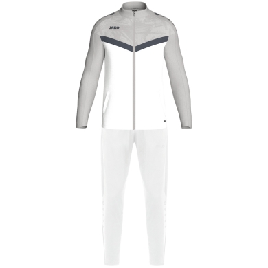 JAKO Polyester Tracksuit Iconic (Jacket and Trousers, sporty cut) white/grey Men's