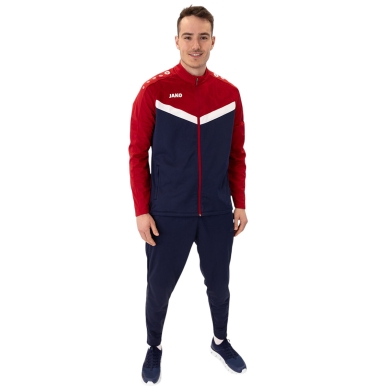 JAKO Polyester Iconic Tracksuit (Jacket and Trousers, sporty cut) navy/red Men's