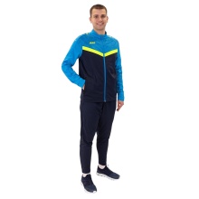 JAKO Polyester Tracksuit Iconic (Jacket and Trousers, sporty cut) navy blue/light blue/yellow Men's