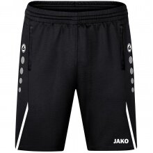 JAKO Training Pants (Short) Challenge - Double-Stretch-Knit, Side Pockets with Zipper - black/white Boys