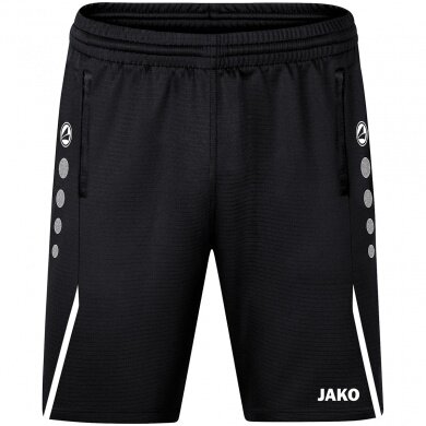 JAKO Training Pants (Short) Challenge - Double-Stretch-Knit, Side Pockets with Zipper - black/white Boys