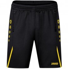 JAKO Training Pants (Short) Challenge - Double-Stretch-Knit, Side Pockets with Zipper - black/yellow Boys