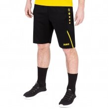 JAKO Training Pants (Short) Challenge - Double-Stretch-Knit, Side Pockets with Zipper - black/yellow Men