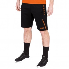 JAKO Training Pants (Short) Challenge - Double-Stretch-Knit, Side Pockets with Zipper - black/orange Men