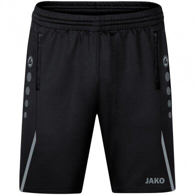 JAKO Training Pants (Short) Challenge - Double-Stretch-Knit, Side Pockets with Zipper - black/grey Boys