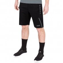 JAKO Training Pants (Short) Challenge - Double-Stretch-Knit, Side Pockets with Zipper - black/grey Men