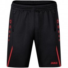 JAKO Training Pants (Short) Challenge - Double-Stretch-Knit, Side Pockets with Zipper - black/red Boys