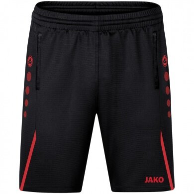 JAKO Training Pants (Short) Challenge - Double-Stretch-Knit, Side Pockets with Zipper - black/red Boys