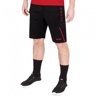 JAKO Training Shorts (Short) Challenge - Double-Stretch-Knit, Side Pockets with Zipper - black/red Men