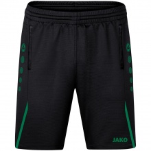 JAKO Training Pants (Short) Challenge - Double-Stretch-Knit, Side Pockets with Zipper - black/green Boys