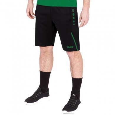 JAKO Training Shorts (Short) Challenge - Double-Stretch-Knit, Side Pockets with Zipper - black/green Men