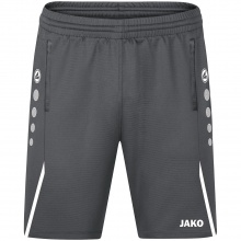 JAKO Training Pants (Short) Challenge - Double-Stretch-Knit, Side Pockets with Zipper - grey/white Boys