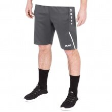 JAKO Training Pants (Short) Challenge - Double-Stretch-Knit, Side Pockets with Zipper - grey/white Men