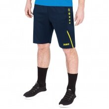 JAKO Training Pants (Short) Challenge - Double-Stretch-Knit, Side Pockets with Zipper - dark blue/yellow Men