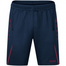 JAKO Training Pants (Short) Challenge - Double-Stretch-Knit, Side Pockets with Zipper - dark blue/red Boys