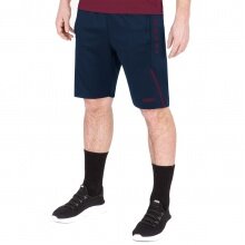 JAKO Training Pants (Short) Challenge - Double-Stretch-Knit, Side Pockets with Zipper - dark blue/red Men