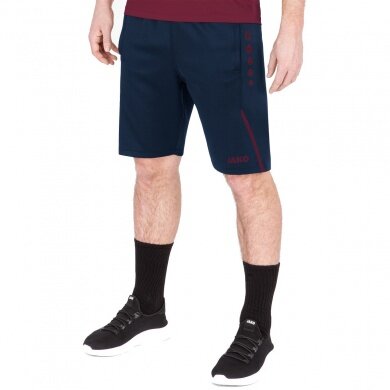 JAKO Training Pants (Short) Challenge - Double-Stretch-Knit, Side Pockets with Zipper - dark blue/red Men