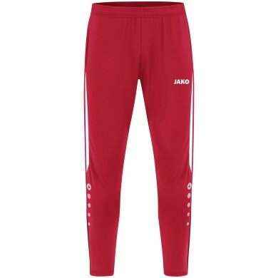 JAKO Training Pants Power (Stretch-Knit-Polyester, Side Pockets with Zip) long red/white Men