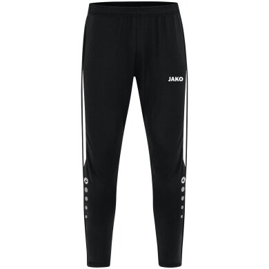 JAKO Training Pants Power (Stretch-Knit-Polyester, Side Pockets with Zip) long black/white Men