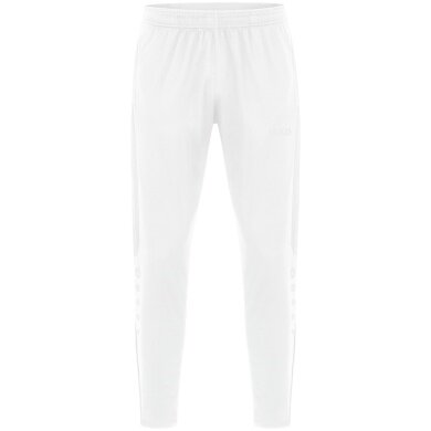 JAKO Training Pants (Polyester Pants) Power (elastic, side pockets with zipper) long white Kids