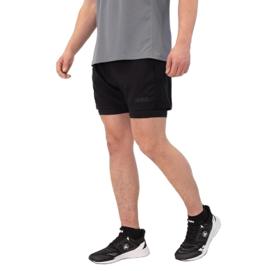 JAKO Training Shorts Short Power 2in1 (elastic waistband) short black men's