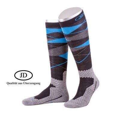 JD Knee Socks All Season ThermoCool Riding Socks (Argyle Pattern) grey/royal blue Men - 1 Pair