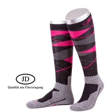 JD Knee Socks All Season ThermoCool Riding Socks (Argyle Pattern) grey/fuchsia Men - 1 Pair