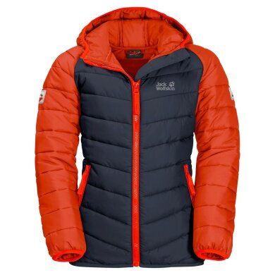 Jack Wolfskin Winter Jacket Zenon (windproof, water-repellent, PFC-free) orange-red/dark blue Kids