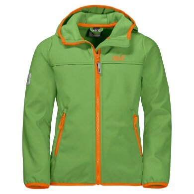 Jack Wolfskin Softshell Jacket Fourwinds (wind & water repellent) green Kids