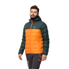 Jack Wolfskin Winter Down Jacket Ather Down Hoody (Hood, windproof, water-repellent) orange/dark green Men