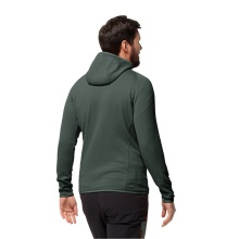 Jack Wolfskin Fleece Jacket Baiselberg Hooded Full Zip (Hood, Elastic, Quick-drying) Dark Olive Green Men